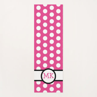 Roze en Witte Polka Dot Schattige Monogrammed Yogamat