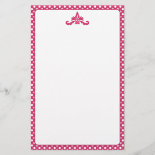 Roze en witte Polka Dot Stationery Briefpapier