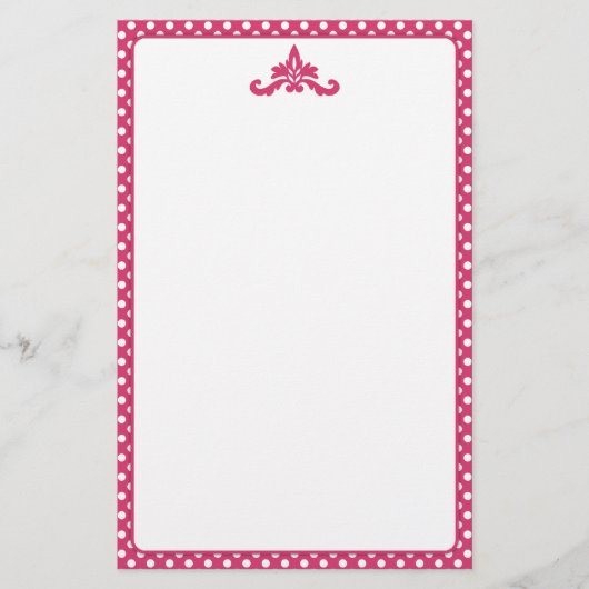 Roze en witte Polka Dot Stationery Briefpapier (Voorkant)