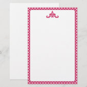 Roze en witte Polka Dot Stationery Briefpapier (Voorkant / Achterkant)