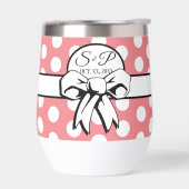 Roze en witte Polka Dot White Bow Gepersonaliseerd (Links)