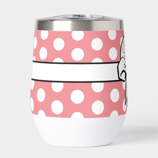 Roze en witte Polka Dot White Bow Gepersonaliseerd (Voorkant)