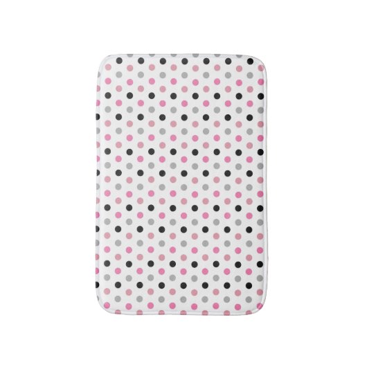 Roze en Witte  Polka Dots Badmat (Voorkant Verticaal)