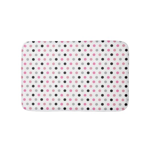 Roze en Witte  Polka Dots Badmat (Voorkant)