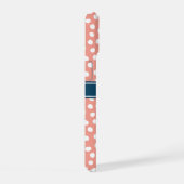 Roze en Witte Polka Dots Blauw Monogram iPhone 15 Case (Rechterkant)