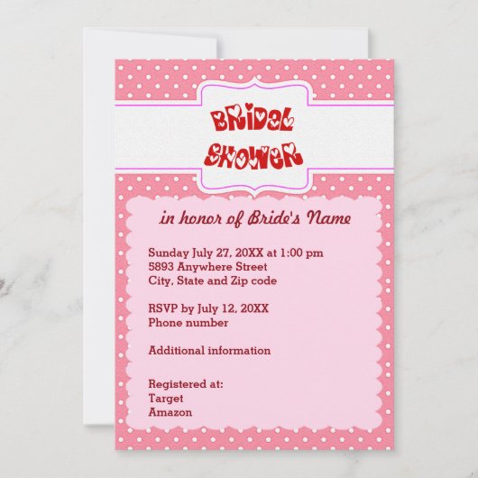 Roze en Witte Polka Dots Hart Vrijgezellenfeest Ka Kaart (Voorkant)