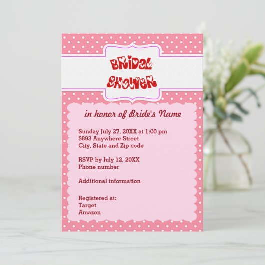 Roze en Witte Polka Dots Hart Vrijgezellenfeest Ka Kaart (Staand voorkant)