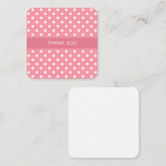 Roze en witte polka puni mini dank je kaart notitiekaartje (Voorkant / Achterkant)
