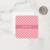 Roze en witte polka puni mini dank je kaart notitiekaartje (Voorkant / Achterkant in situ)