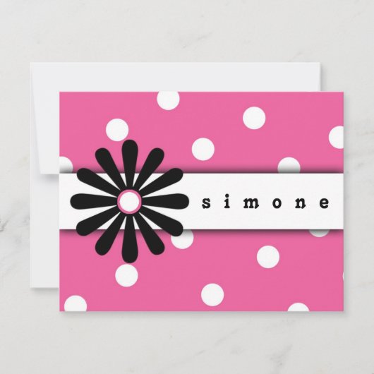 Roze en witte polka stip briefkaart (Voorkant)
