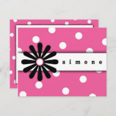 Roze en witte polka stip briefkaart (Voorkant / Achterkant)