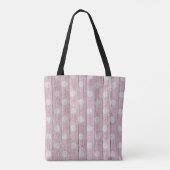 roze en witte polka stip roesthout tote bag (Achterkant)