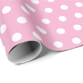 roze en witte polka stippen cadeaupapier (Rol Hoek)