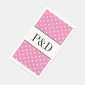 Roze en witte polka stippen custom monogram servet (Hoek)