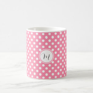 Roze en witte polka stippen koffiemok