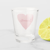  roze en witte polka stippen shot glas (Achterkant)