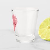  roze en witte polka stippen shot glas (Rechts)