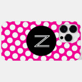 Roze en witte polka stippen Zwarte cirkel monogram Case-Mate iPhone Case (Achterkant (horizontaal))