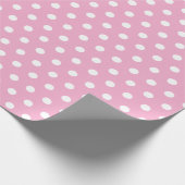 roze en witte polkadot cadeaupapier (Hoek)