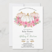 Roze en witte pompoen Baby shower Kaart (Voorkant)