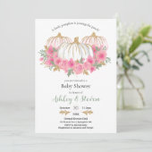 Roze en witte pompoen Baby shower Kaart (Staand voorkant)