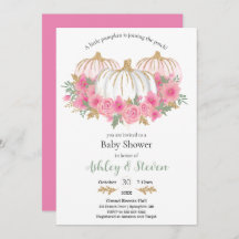Roze en witte pompoen Baby shower