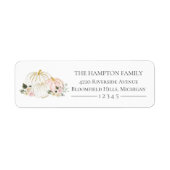 Roze en witte pompoen Floral Return Address Label (Voorkant)