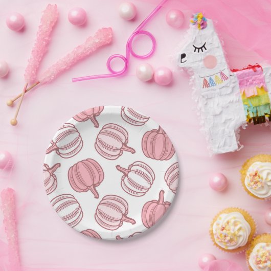 Roze en witte pompoen Gedrukte papieren Borden Papieren Bordje (Feest)