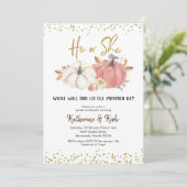 Roze en witte pompoen Herfst Genderpartij Kaart (Staand voorkant)