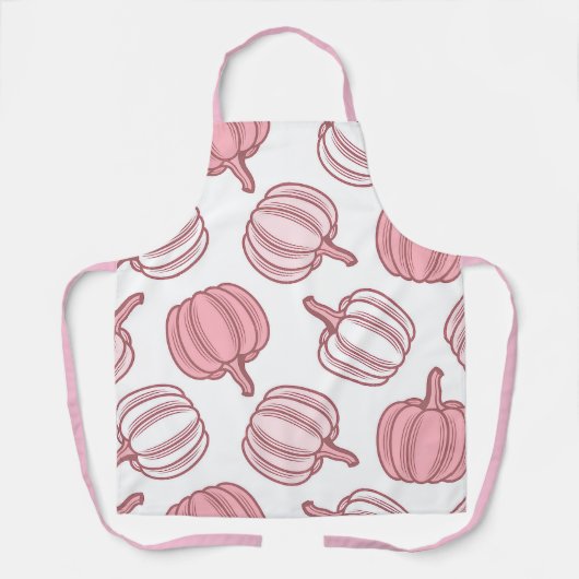 Roze en witte pompoen keukenplatform schort (Voorkant)