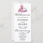 Roze en Witte Pompoenen Herfst Bruiloftsprogramma (Voorkant)