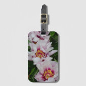 Roze en witte pony bloemen bagagelabel (Voorkant (verticaal))