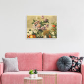 Roze en witte pony bloemen (nog steeds volgroeide  canvas afdruk (Insitu (Woonkamer))