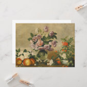 Roze en witte pony bloemen (nog steeds volgroeide  kaart (Voorkant / Achterkant in situ)