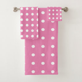 Roze en witte pooldots bad handdoek