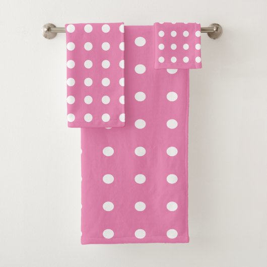 Roze en witte pooldots bad handdoek (Insitu)