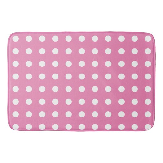 Roze en witte pooldots badmat (Voorkant)