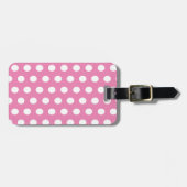 Roze en witte pooldots bagagelabel (Voorkant horizontaal)