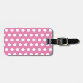 Roze en witte pooldots bagagelabel
