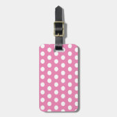 Roze en witte pooldots bagagelabel (Voorkant verticaal)