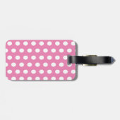 Roze en witte pooldots bagagelabel (Achterkant horizontaal)