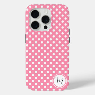 Roze en witte pooldots iPhone 15 pro case