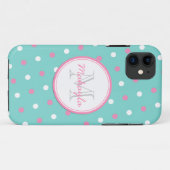 Roze en witte pooldots Case-Mate iPhone case (Achterkant (horizontaal))