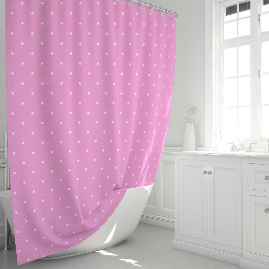 Roze en witte pooldots douchegordijn