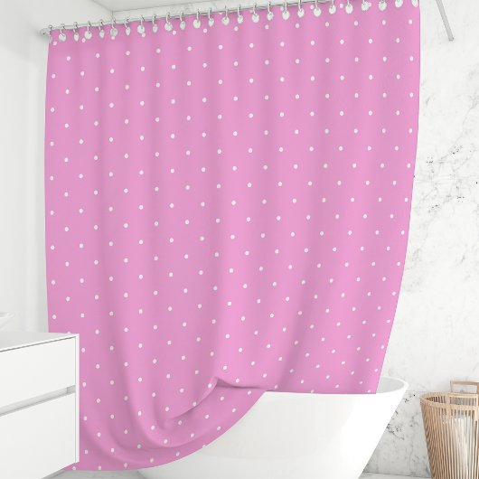 Roze en witte pooldots douchegordijn