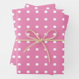 Roze en witte pooldots inpakpapier vel