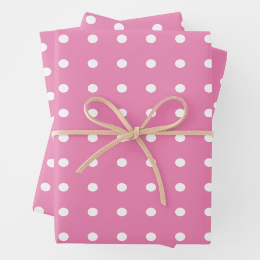 Roze en witte pooldots inpakpapier vel (In situ)
