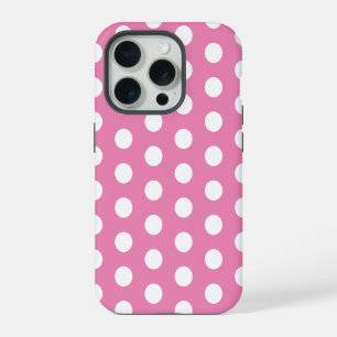 Roze en witte pooldots iPhone 15 pro case