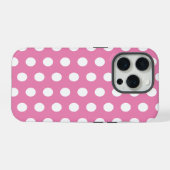 Roze en witte pooldots iPhone hoesje (Achterkant horizontaal)