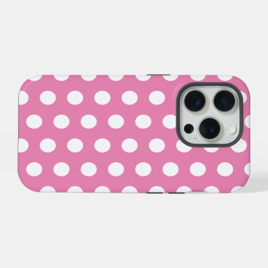 Roze en witte pooldots iPhone hoesje (Achterkant horizontaal)